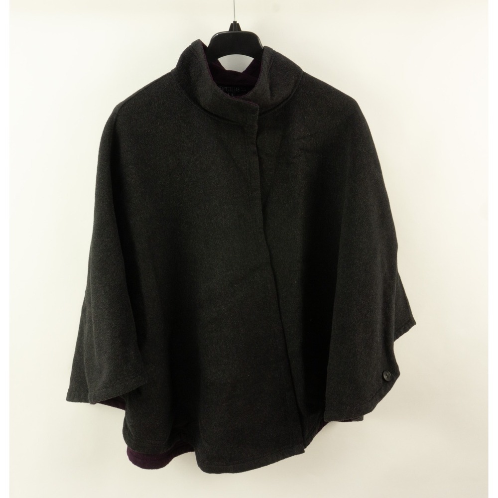 Lafayette 148 New York Wool & Angora Cape Poncho Coat Womens Large Charcoal Gray